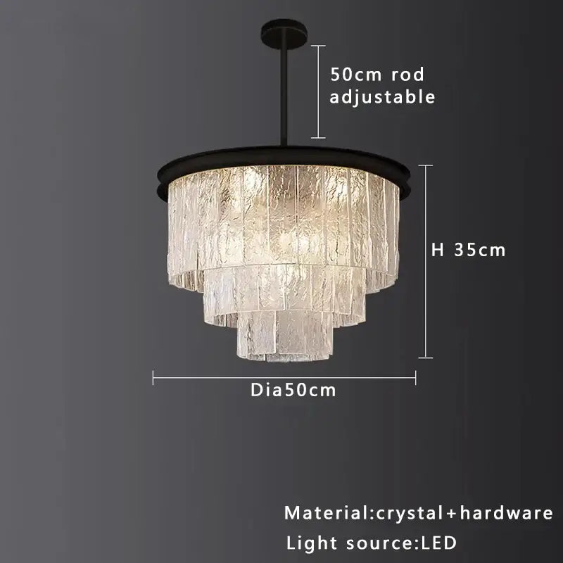 Gold Crystal Glass Chandelier Black or Gold Finish