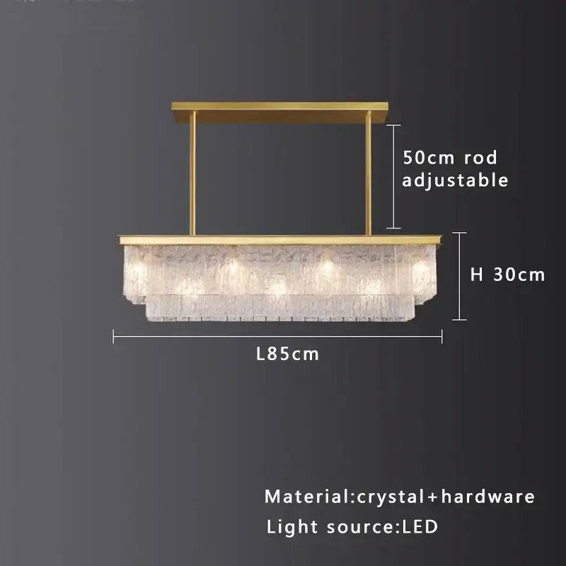 Gold Crystal Glass Chandelier Black or Gold Finish