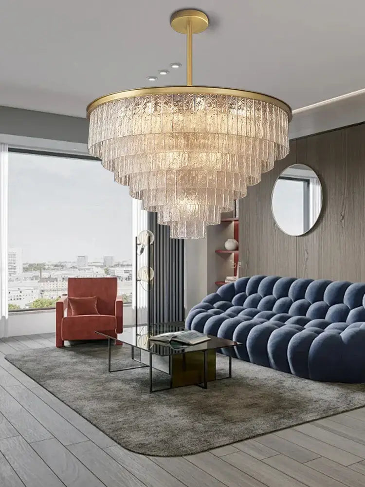 Gold Crystal Glass Chandelier Black or Gold Finish