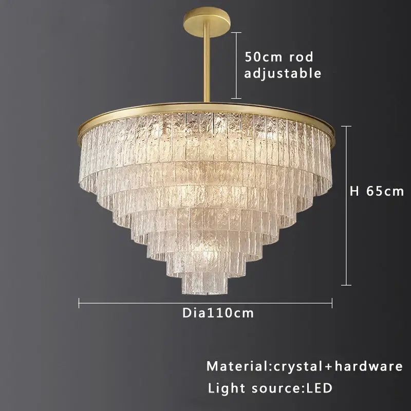Gold Crystal Glass Chandelier Black or Gold Finish