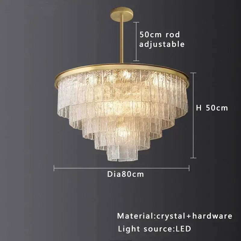 Gold Crystal Glass Chandelier Black or Gold Finish
