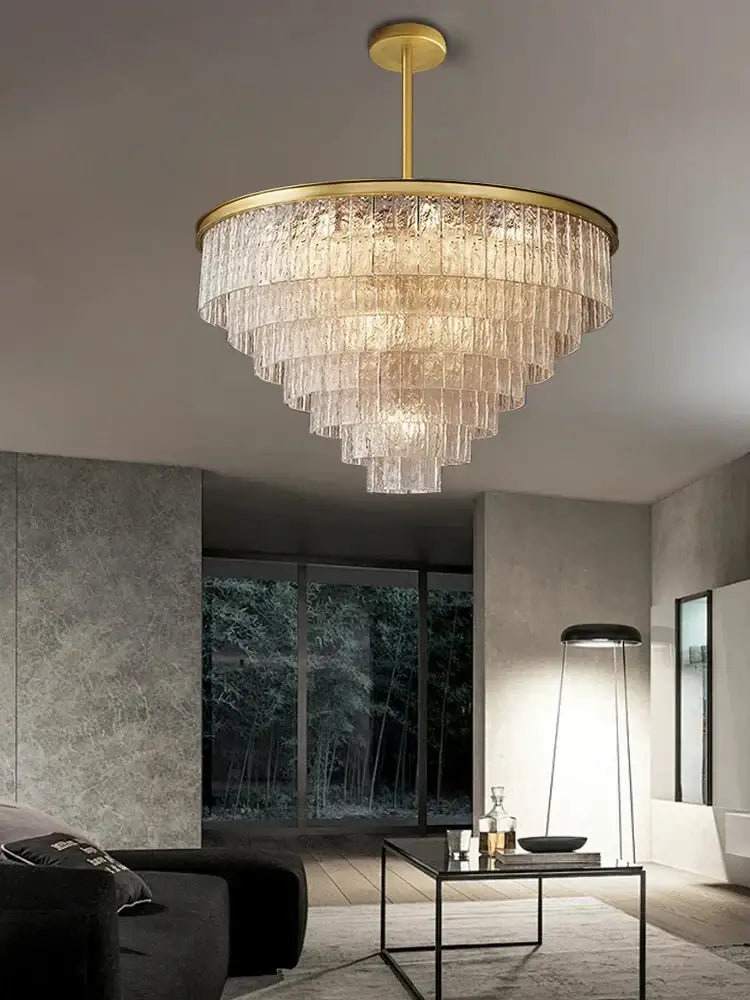Gold Crystal Glass Chandelier Black or Gold Finish