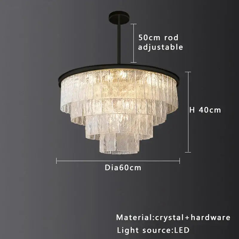 Gold Crystal Glass Chandelier Black or Gold Finish