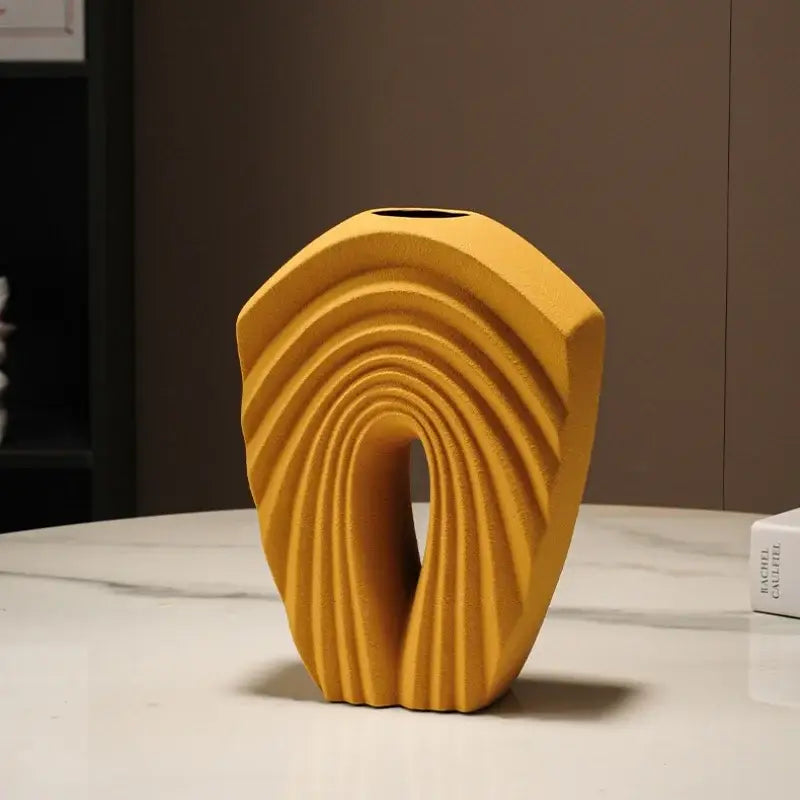 Yellow Geometric Ceramic Vase