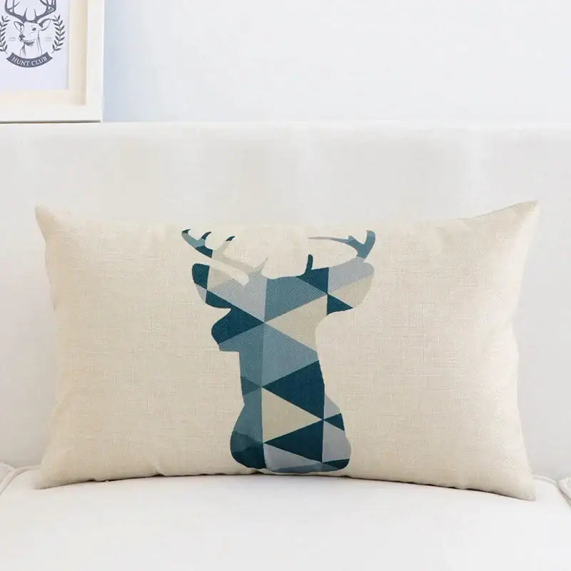 Navy Geometric Elk Pillow
