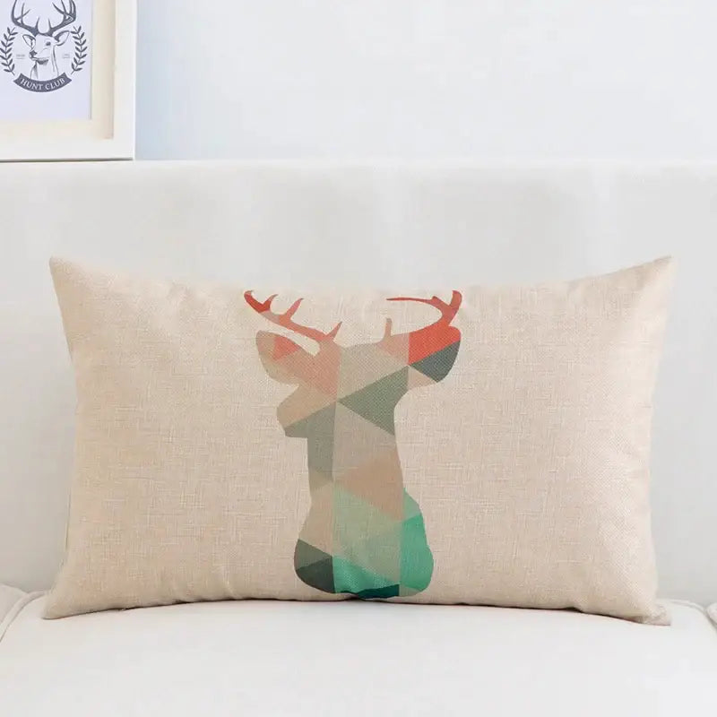 Navy Geometric Elk Pillow