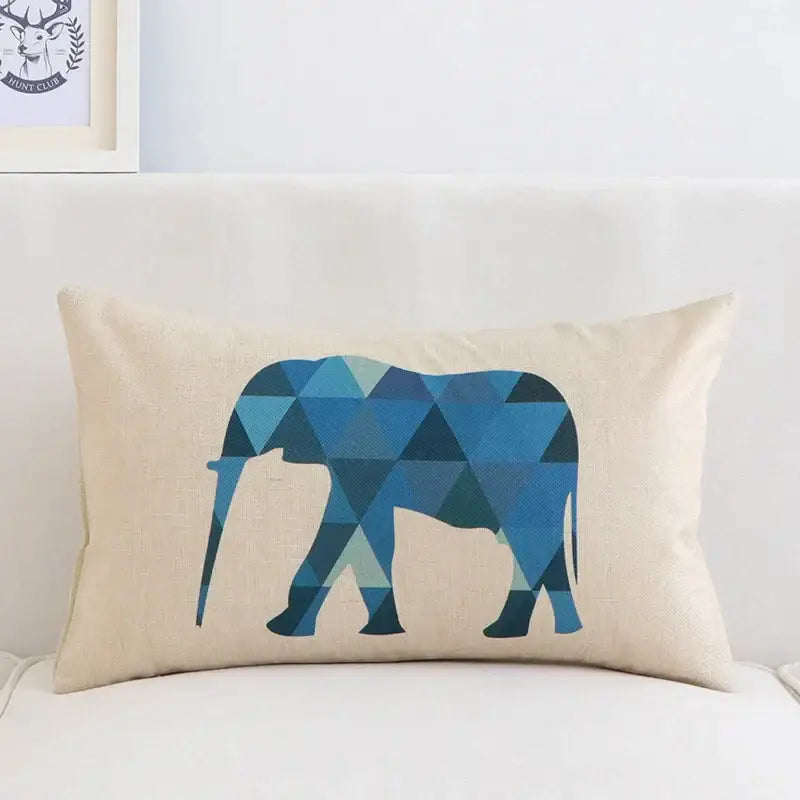 Navy Geometric Elk Pillow