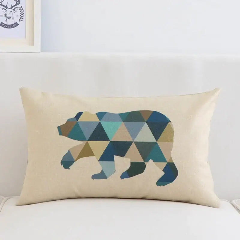 Navy Geometric Elk Pillow