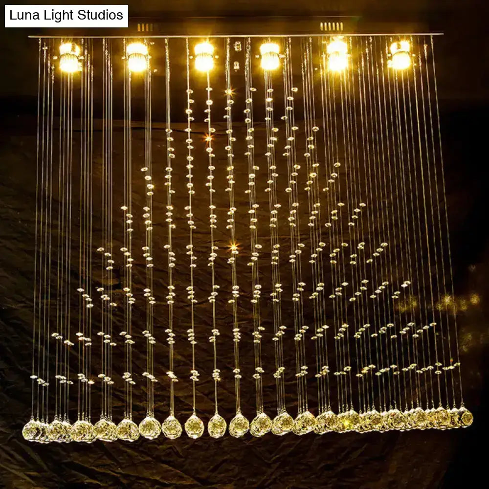 Nickel Crystal Ball Chandelier