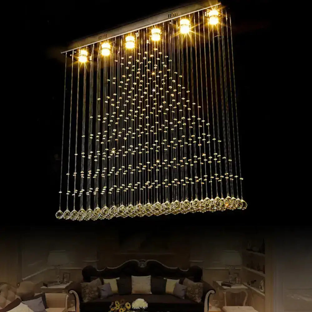 Nickel Crystal Ball Chandelier