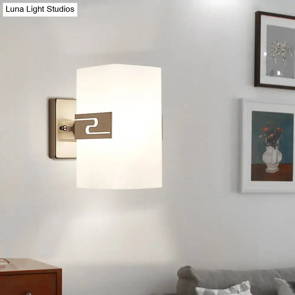 Nickel Cuboid Glass Sconce