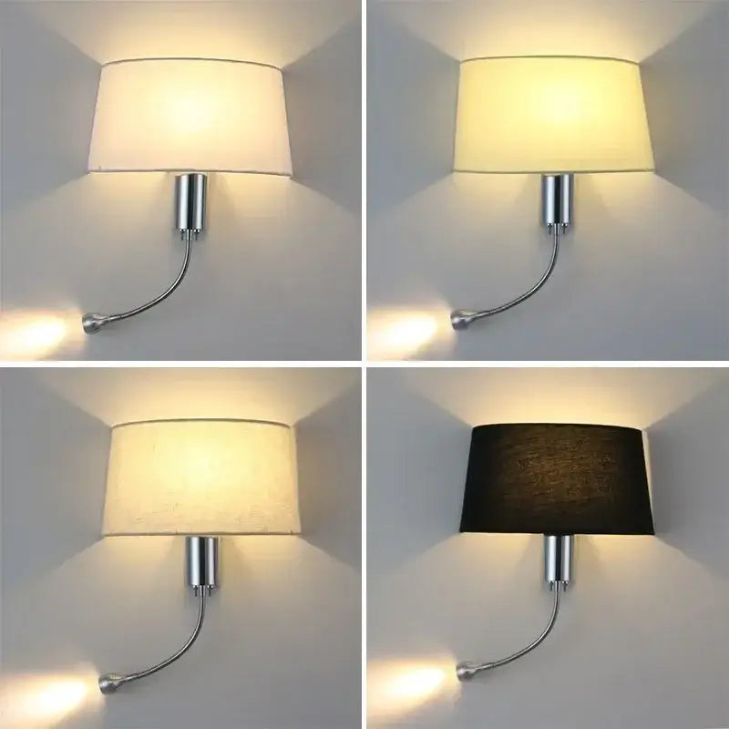 Beige Fabric Wall Lamp Nordic Reading Style