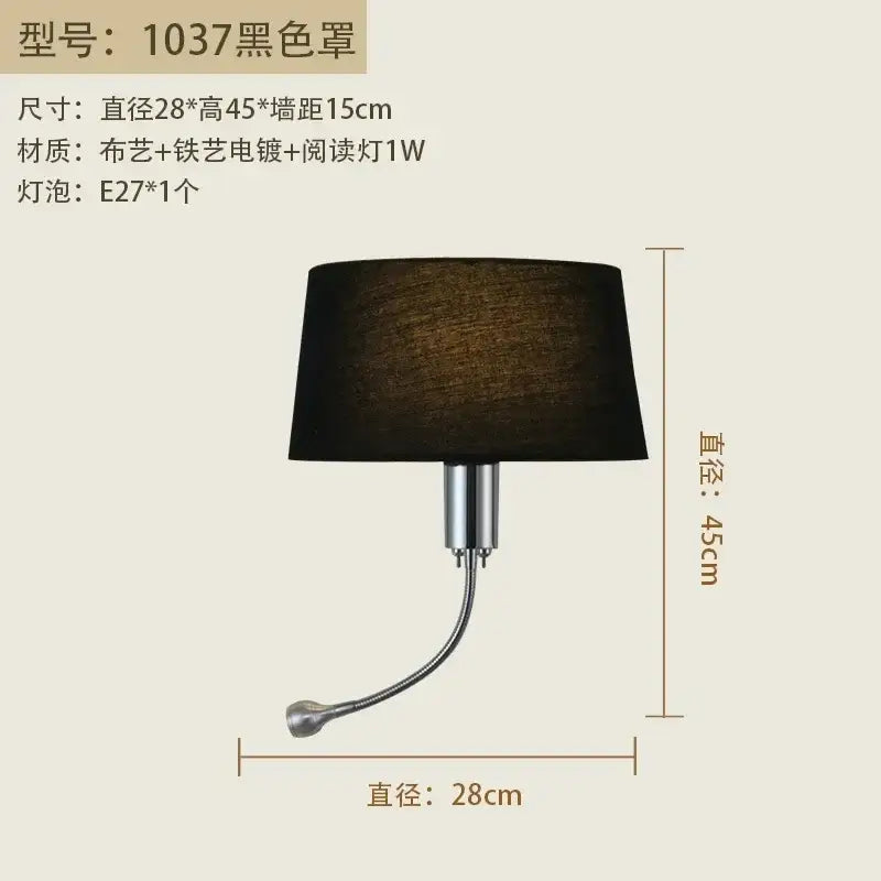 Beige Fabric Wall Lamp Nordic Reading Style