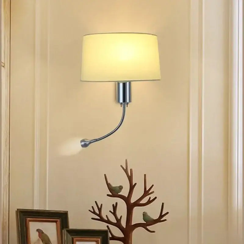 Beige Fabric Wall Lamp Nordic Reading Style