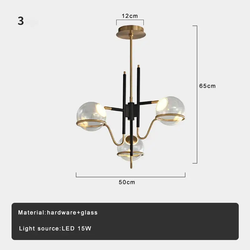 Black Gold Glass Ball Pendant Light