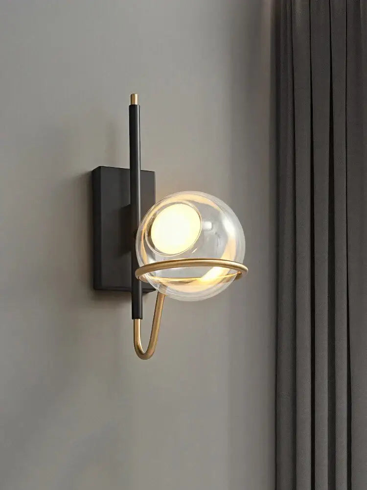 Black Gold Glass Ball Pendant Light