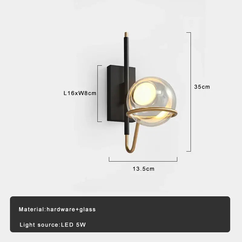 Black Gold Glass Ball Pendant Light