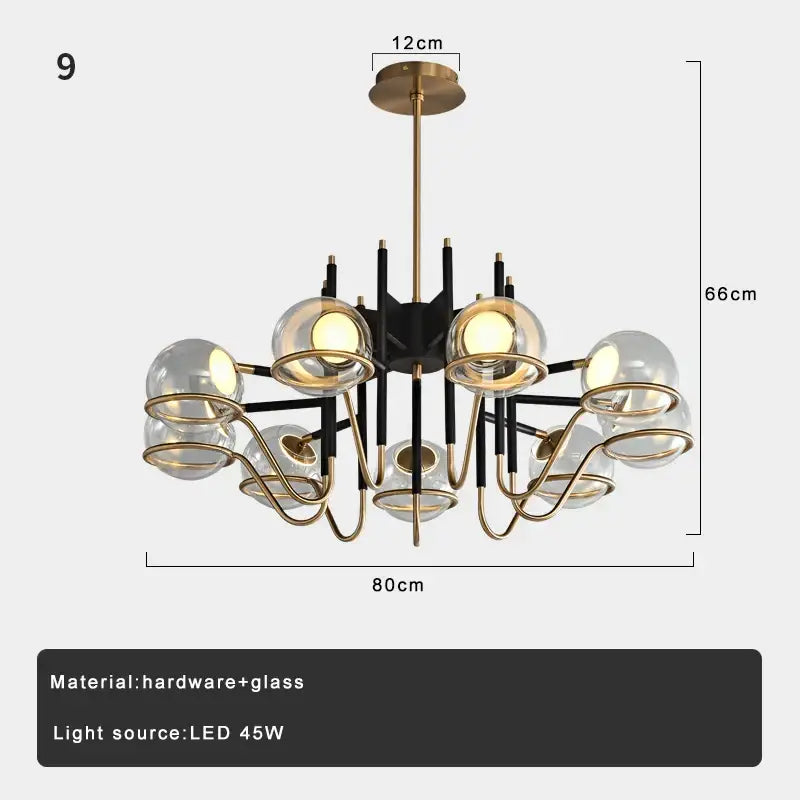 Black Gold Glass Ball Pendant Light