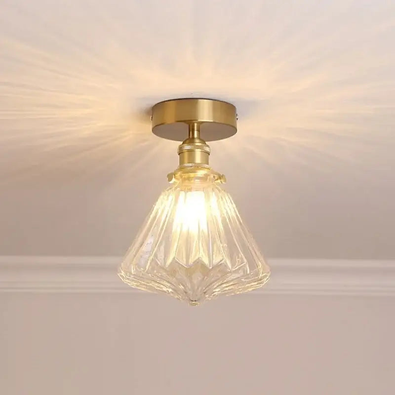 Brass Diamond Glass Ceiling Light
