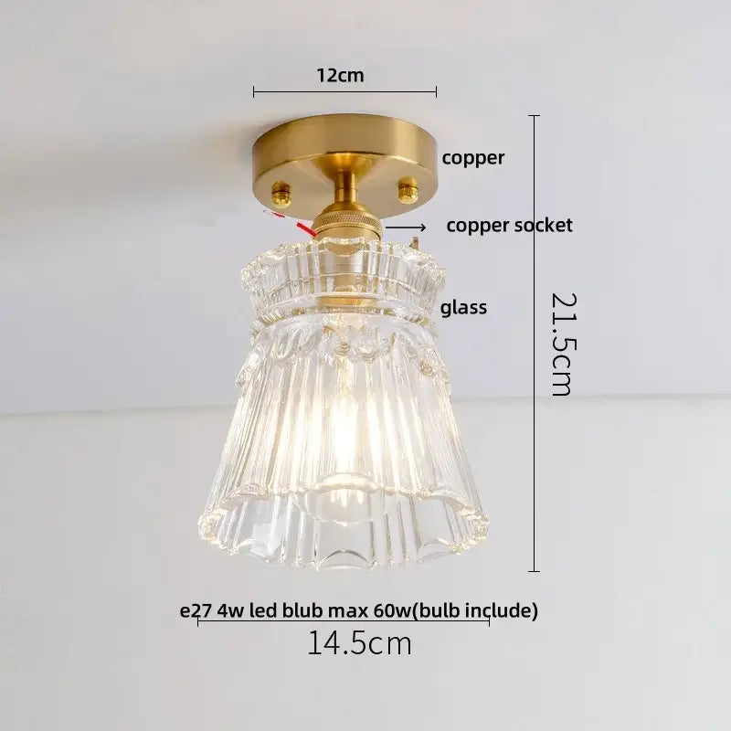 Brass Diamond Glass Ceiling Light