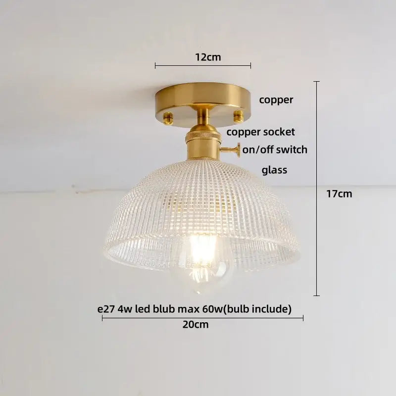 Brass Diamond Glass Ceiling Light
