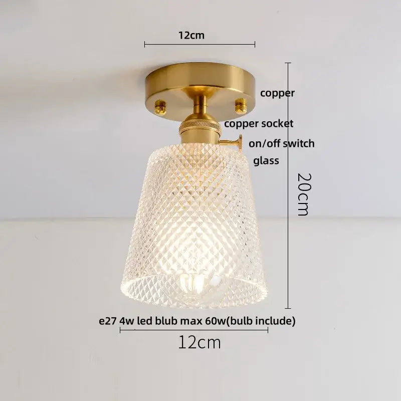 Clear Glass Gold Ceiling Light
