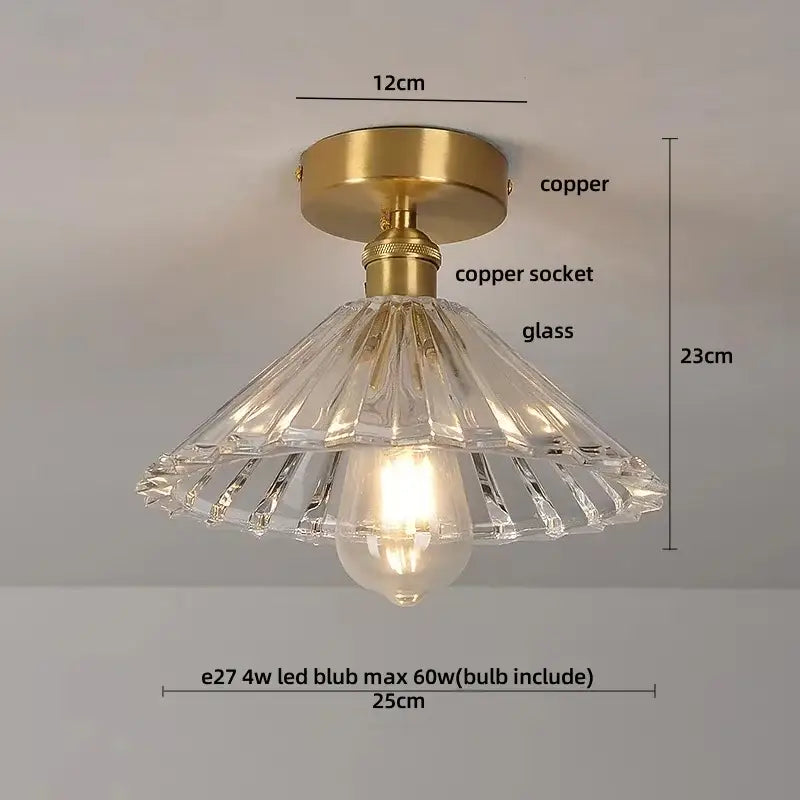 Clear Glass Gold Ceiling Light