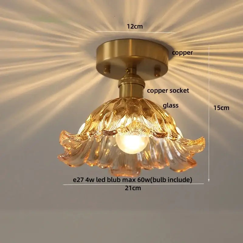 Clear Glass Gold Ceiling Light