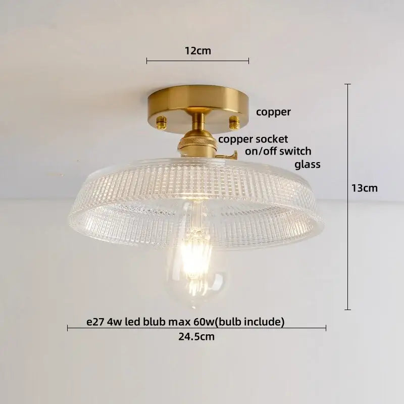 Clear Glass Gold Ceiling Light