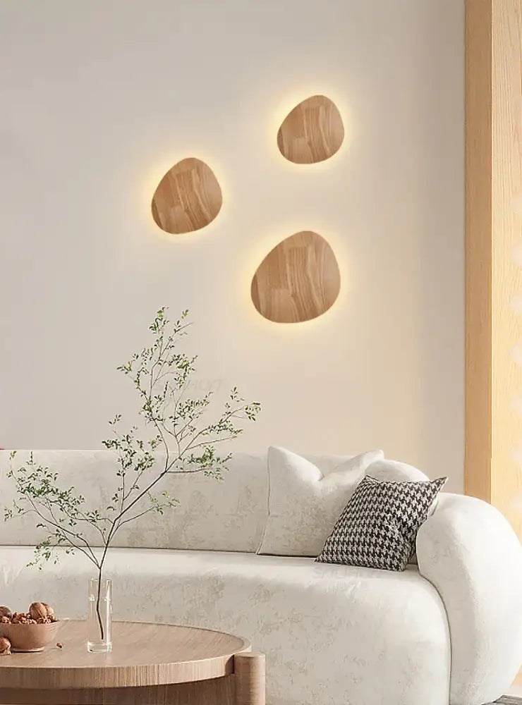 Round Wooden Wall Lamp