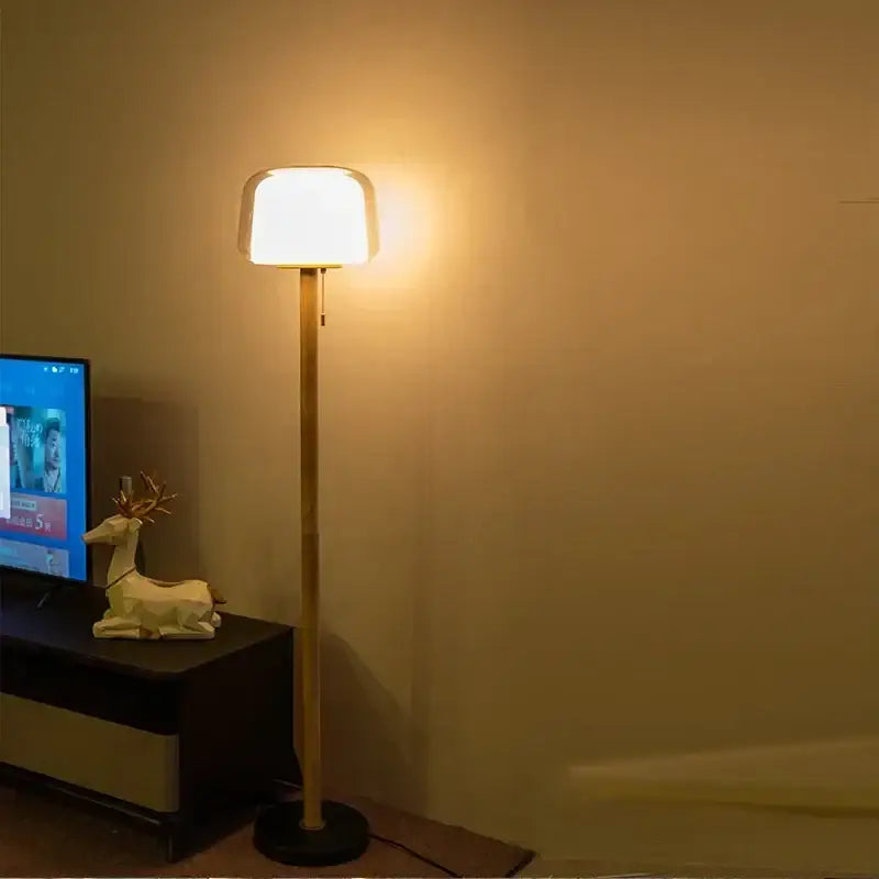 Wood Glass Floor Lamp