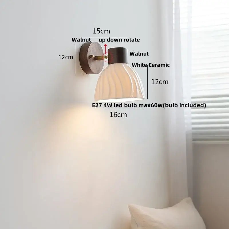 Wood Ribbed Glass Wall Light with LED Bulb