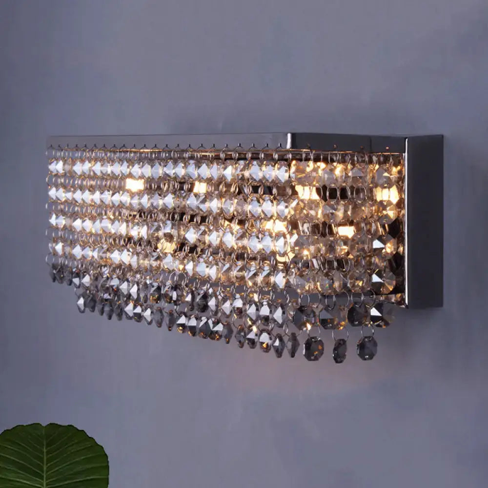 Chrome Octagonal Crystal Wall Light