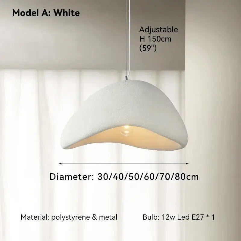 White Ceramic Pendant Light 80cm with LED