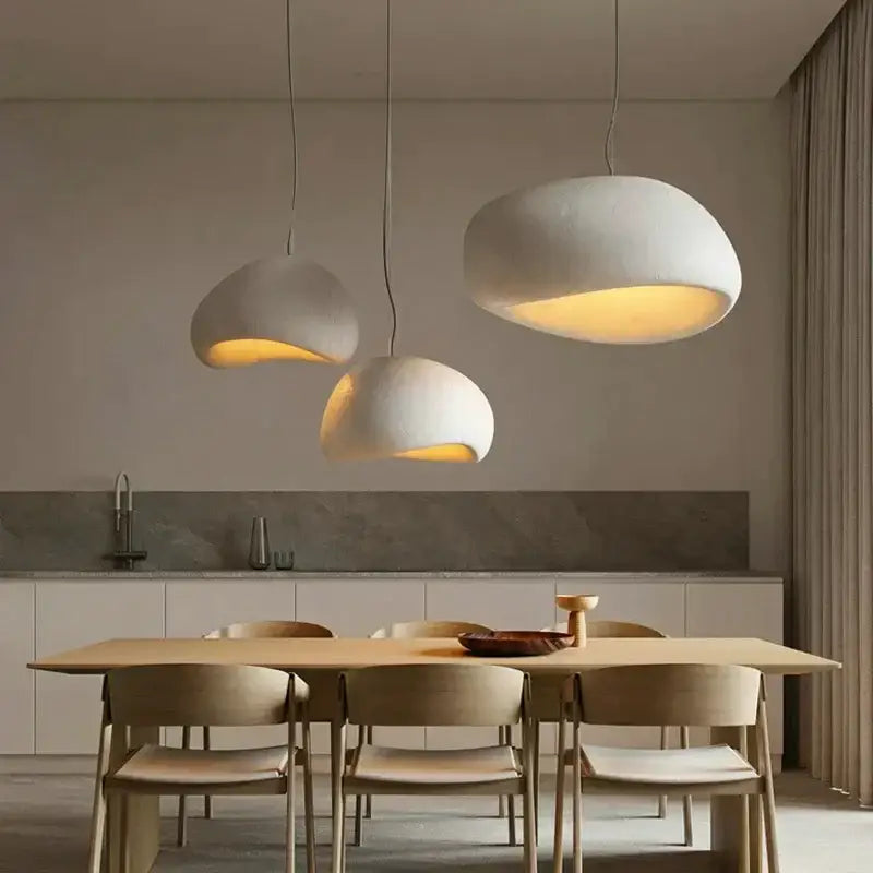 White Ceramic Pendant Light 80cm with LED