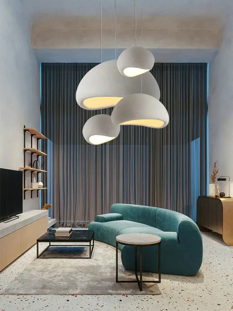 White Ceramic Pendant Light 80cm with LED