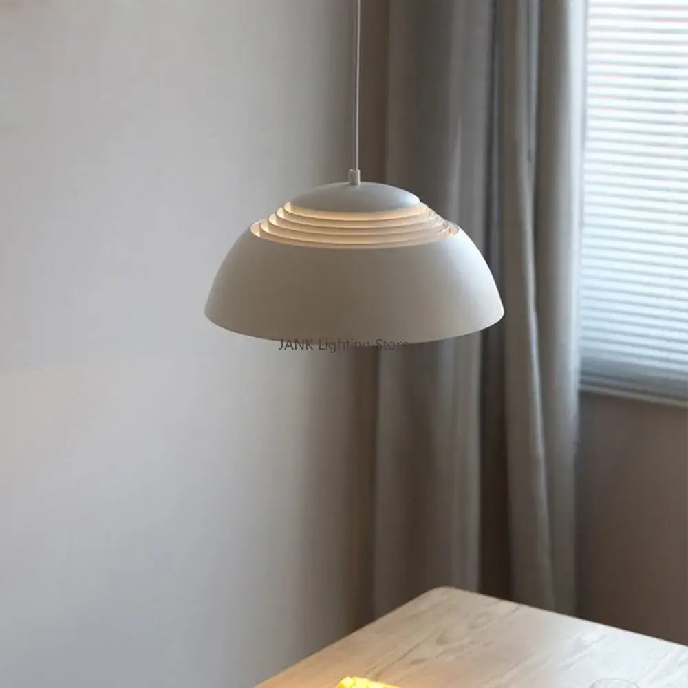 White Glass Ball Pendant with Layered Glass Design