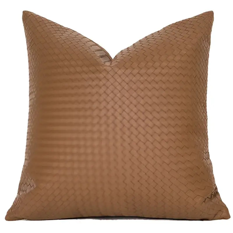 Olive Geometric Faux Leather Pillow