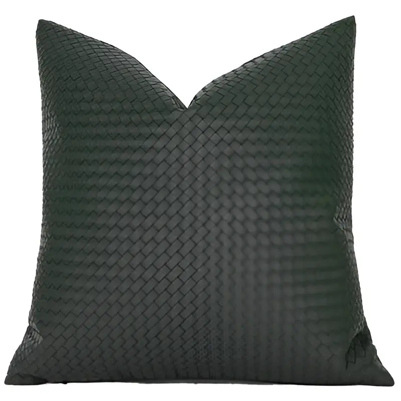 Olive Geometric Faux Leather Pillow