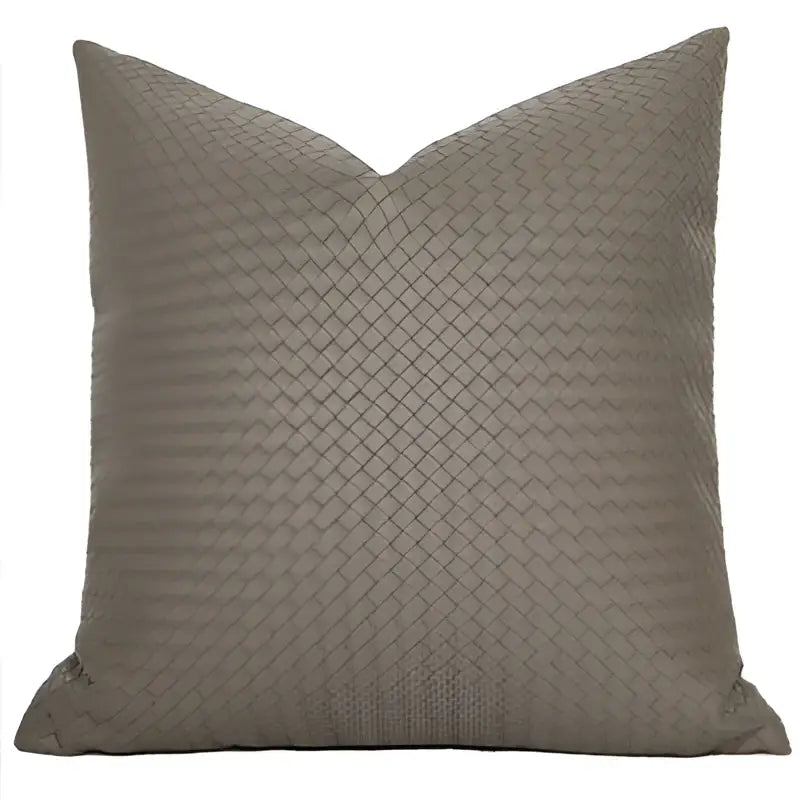 Olive Geometric Faux Leather Pillow