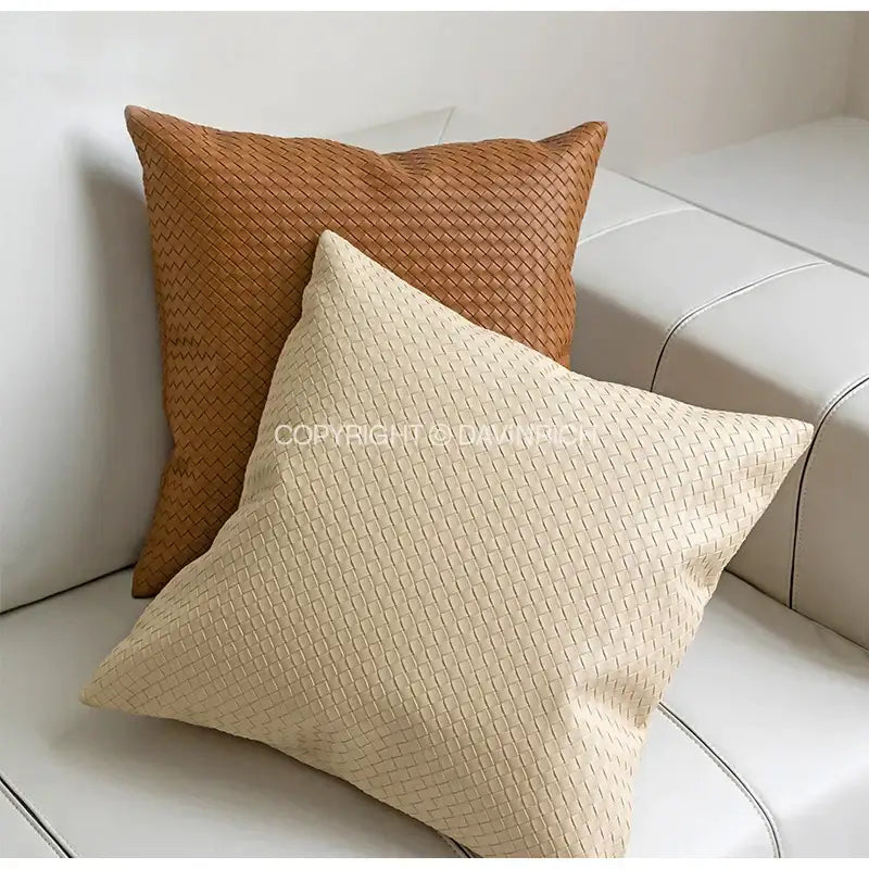 Olive Geometric Faux Leather Pillow