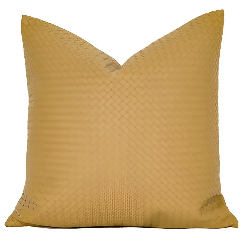 Olive Geometric Faux Leather Pillow