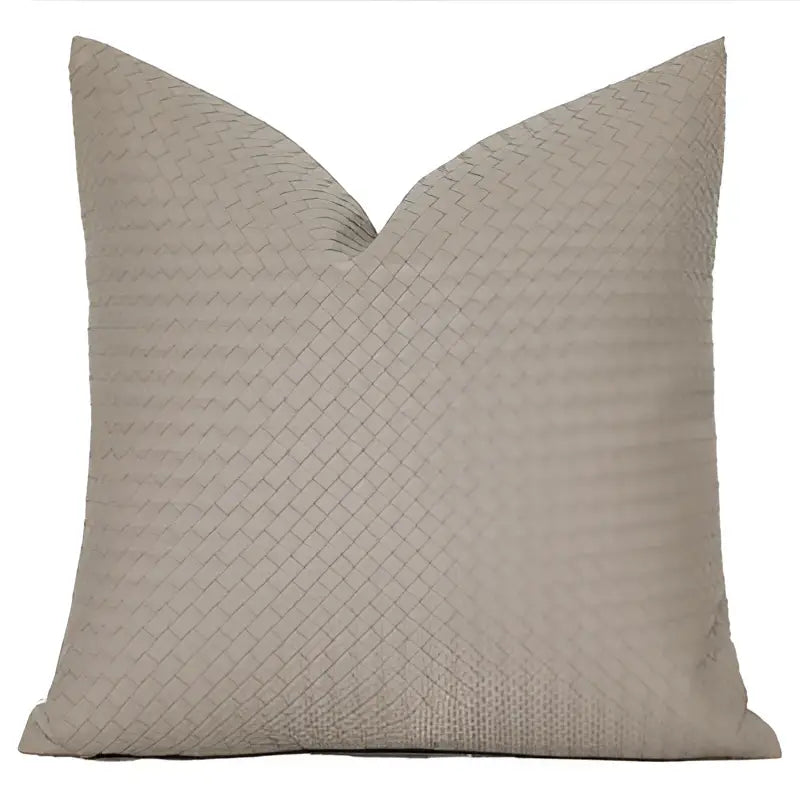 Olive Geometric Faux Leather Pillow