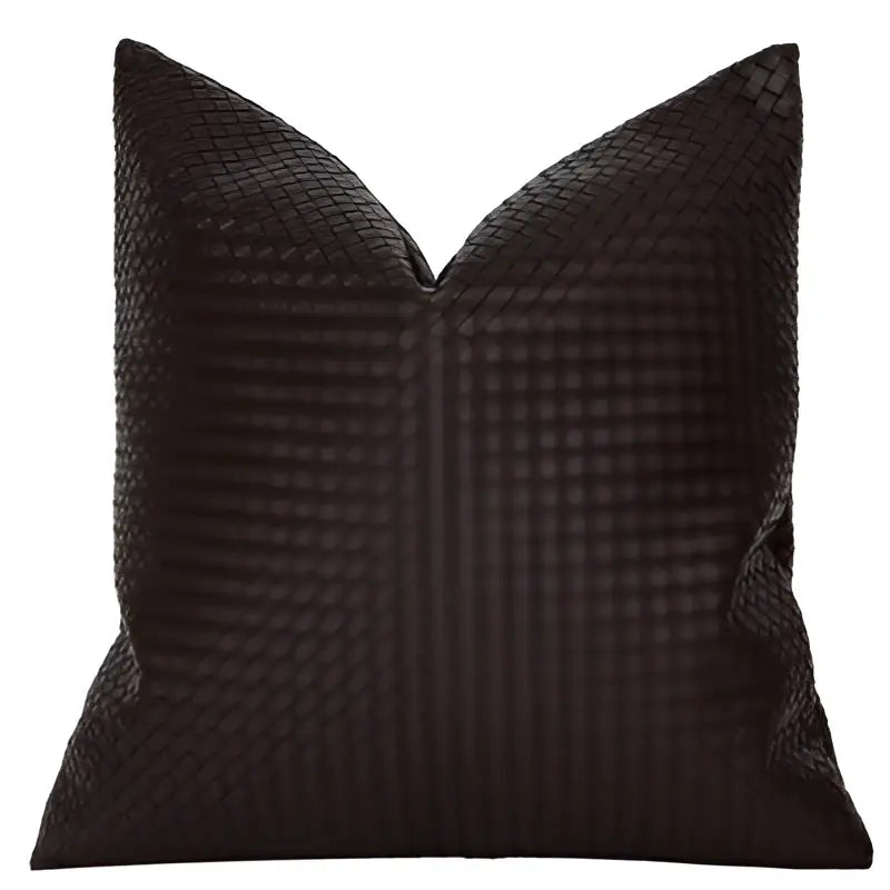 Olive Geometric Faux Leather Pillow