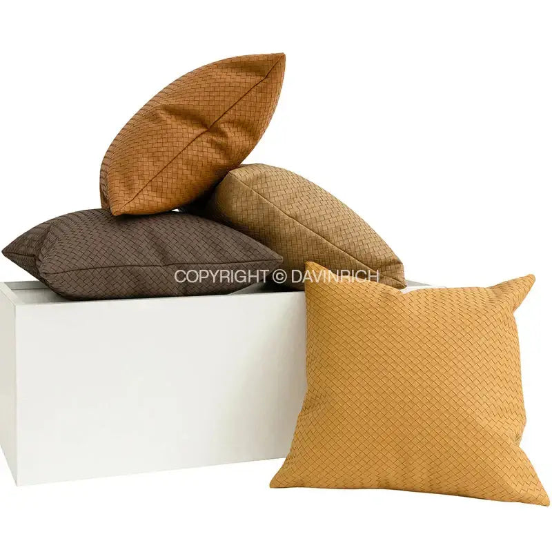 Olive Geometric Faux Leather Pillow