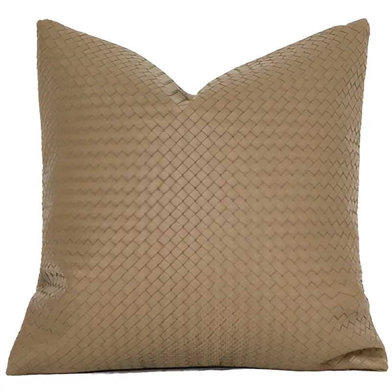 Olive Geometric Faux Leather Pillow