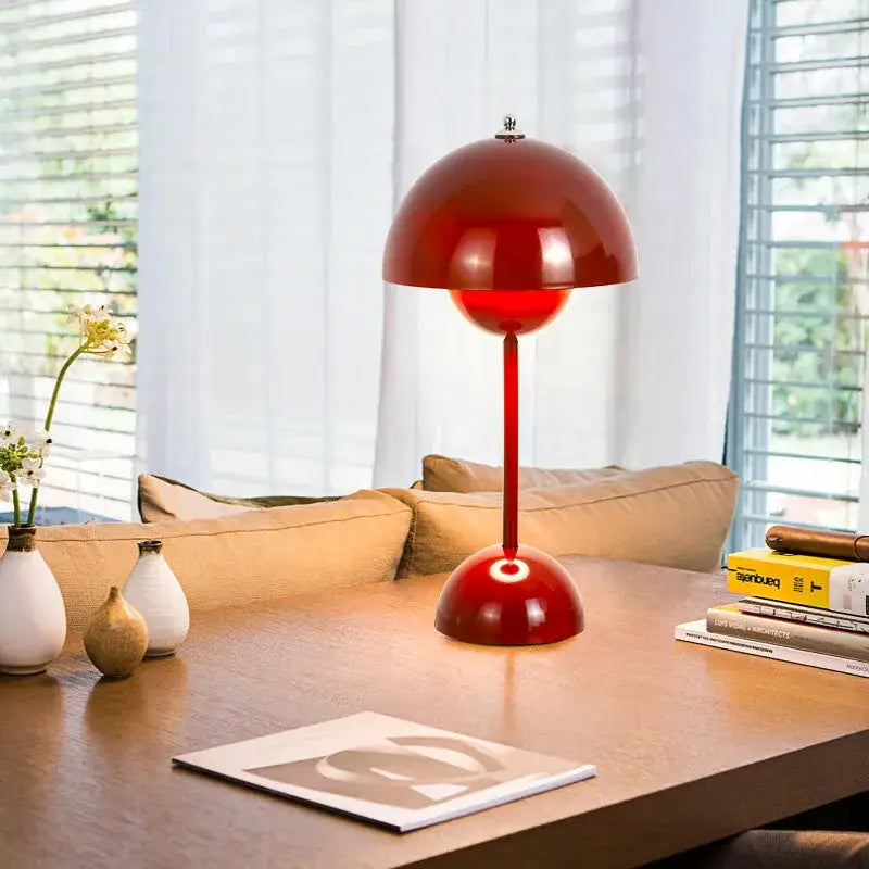 Orange Metal Dome Lamp