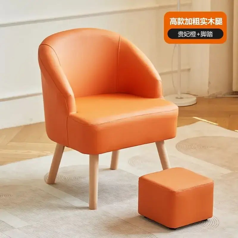 Orange Cream Leather Sofa Chair