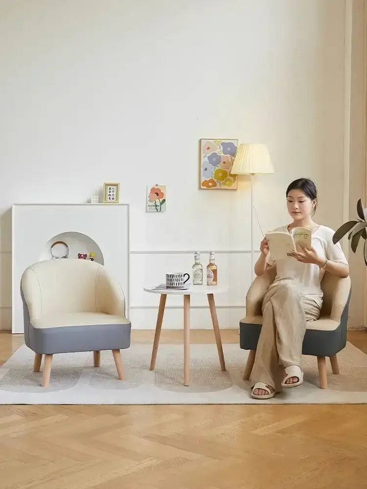 Orange Cream Leather Sofa Chair