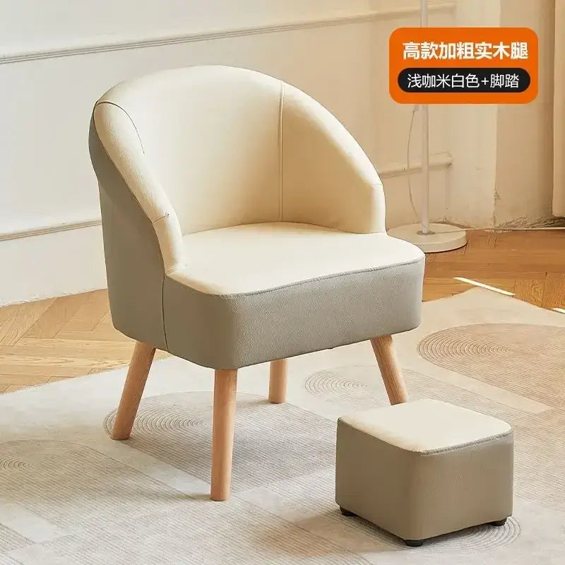 Orange Cream Leather Sofa Chair